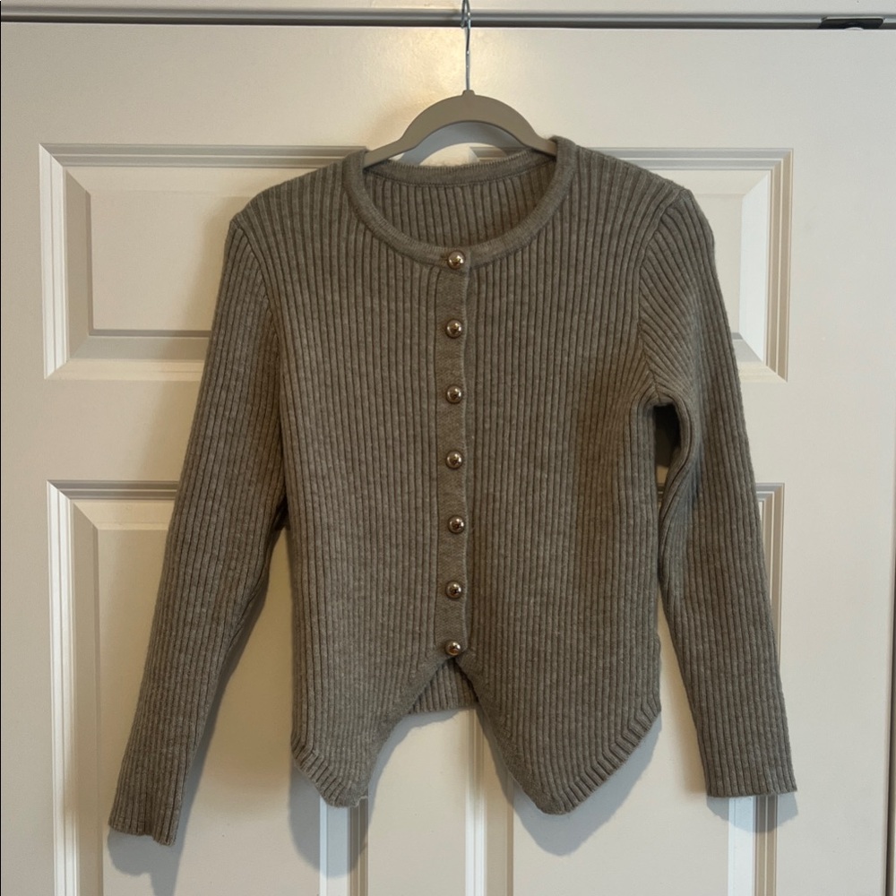 Commense Button-Down Split Cardigan - Gray Size S - image 2